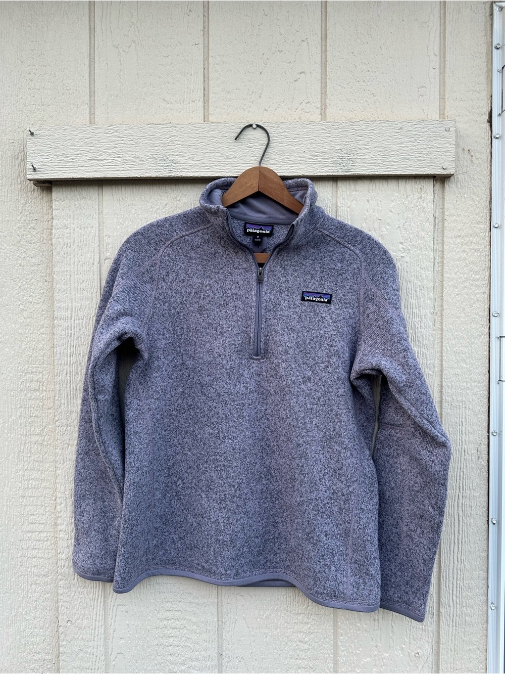 Patagonia Better Sweater Womens Small Purple Gray 1/4 Zip Knit Pullover
